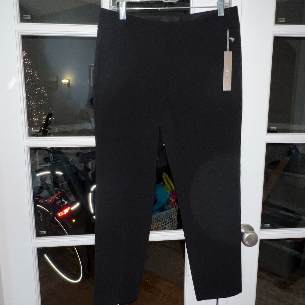 NWT LOFT Marisa Pencil Stretch Pants, Black Size 8